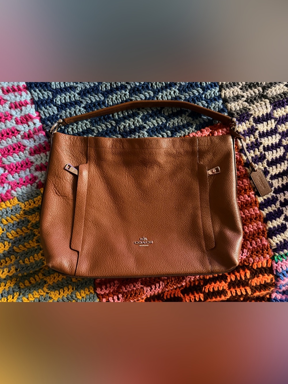 Coach Pebbled Leather Shoulder Bag in Brown